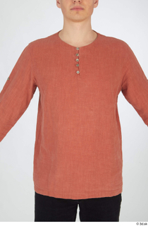 Brett casual dressed orange linen shirt upper body 0001.jpg